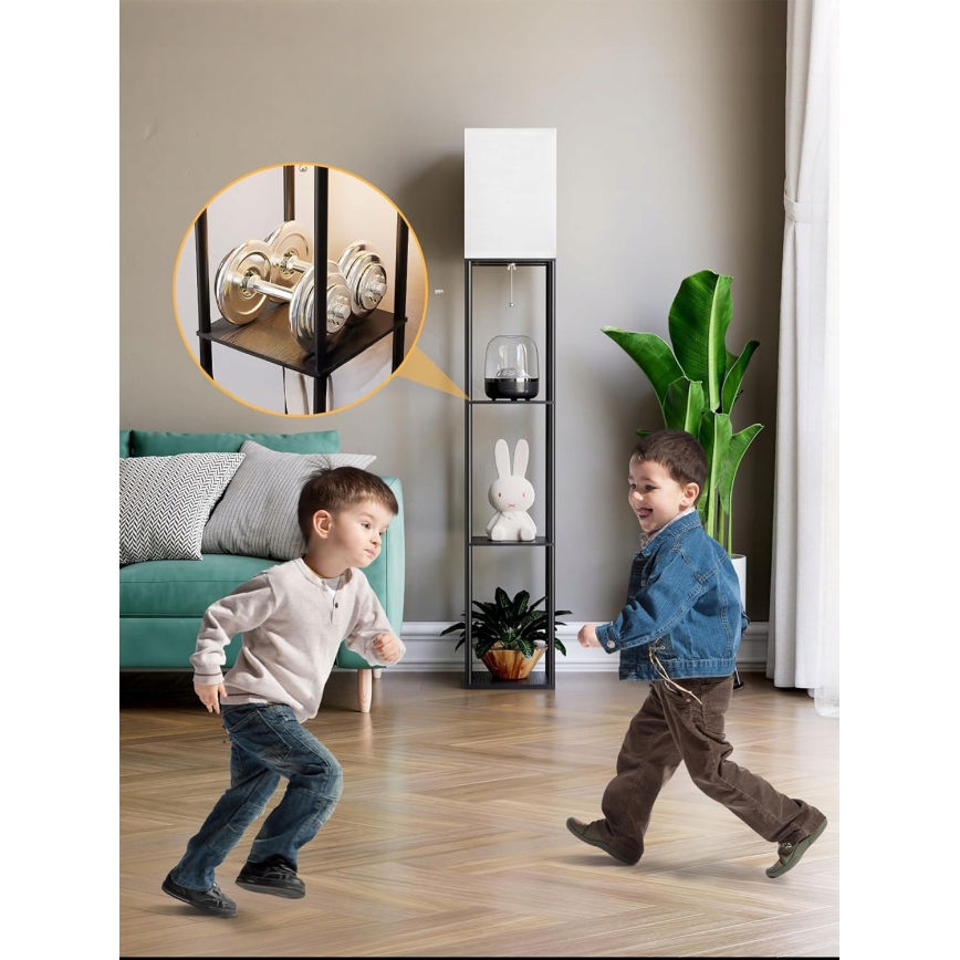 Lampa podłogowa z półkami 1xE27/40W/230V czarna/biała