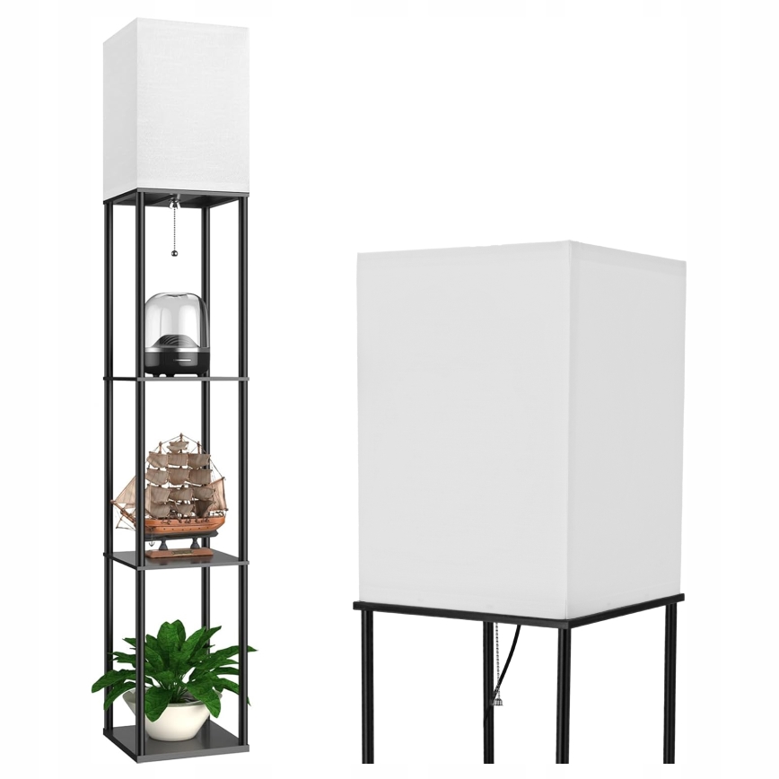Lampa podłogowa z półkami 1xE27/40W/230V czarna/biała