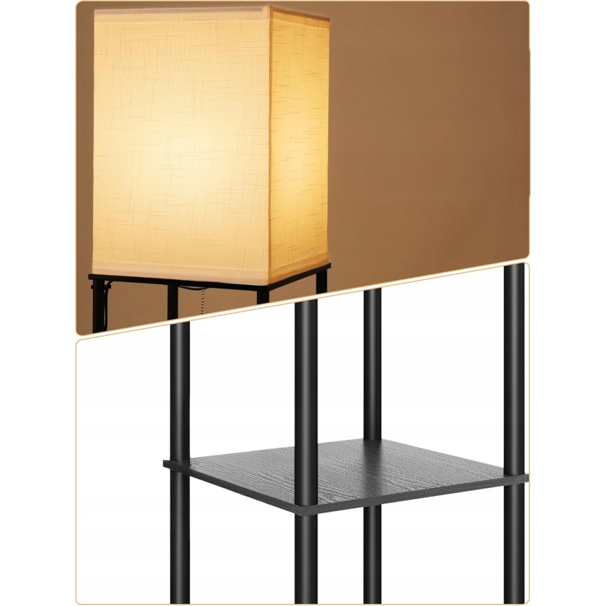 Lampa podłogowa z półkami 1xE27/40W/230V czarna/biała