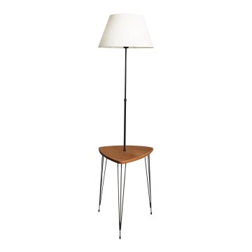 Lampa podłogowa ze stolikiem 1xE27/40W/230V czarna/brązowa