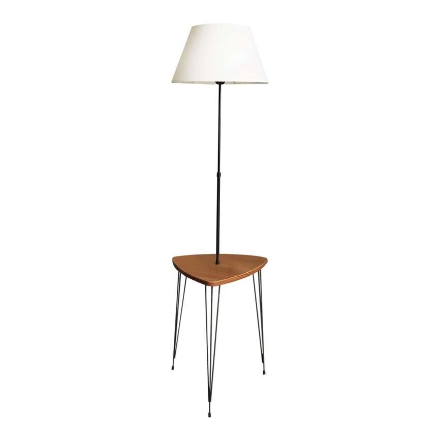 Lampa podłogowa ze stolikiem 1xE27/40W/230V czarna/brązowa