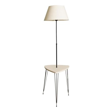 Lampa podłogowa ze stolikiem 1xE27/40W/230V czarna/kremowa