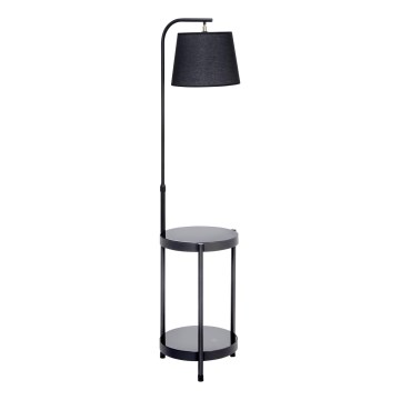 Lampa podłogowa ze stolikiem 1xE27/60W/230V USB czarny