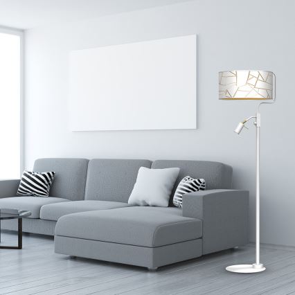 Lampa podłogowa ZIGGY 1xE27/40W/230V + 1xGU10/MR11/7W biały/gold