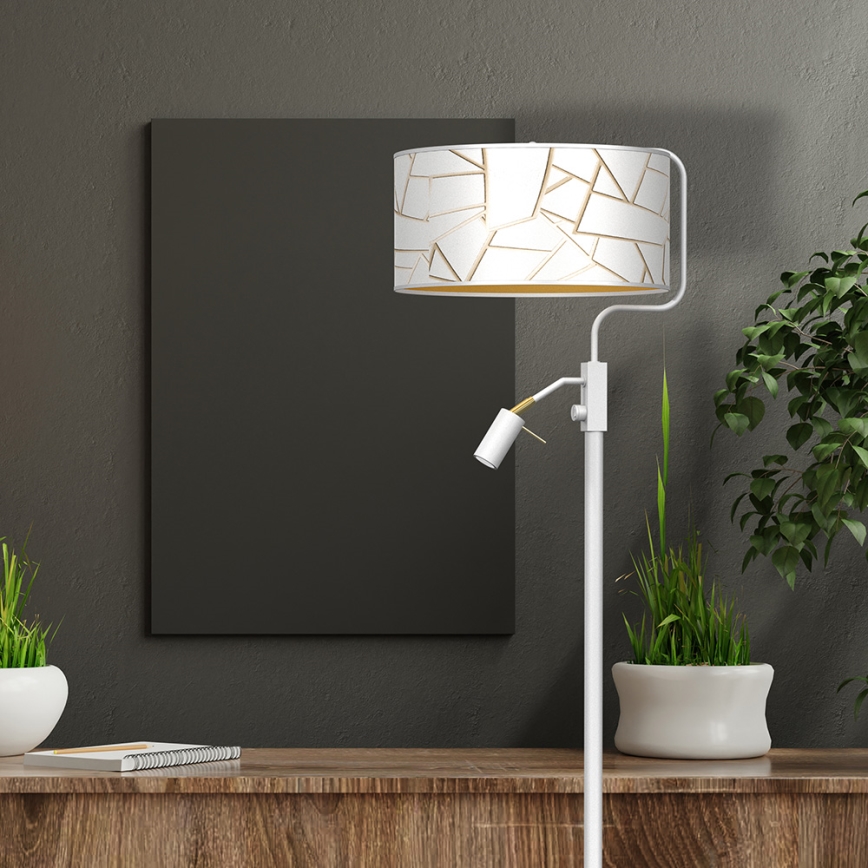 Lampa podłogowa ZIGGY 1xE27/40W/230V + 1xGU10/MR11/7W biały/gold