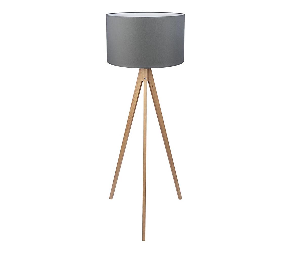 Lampa podłogowa TREVISO 1xE27/25W/230V szary/drewno