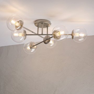 Lampa przysufitowa MALENA 6xE14/5W/230V matowy chrom/przezroczysta