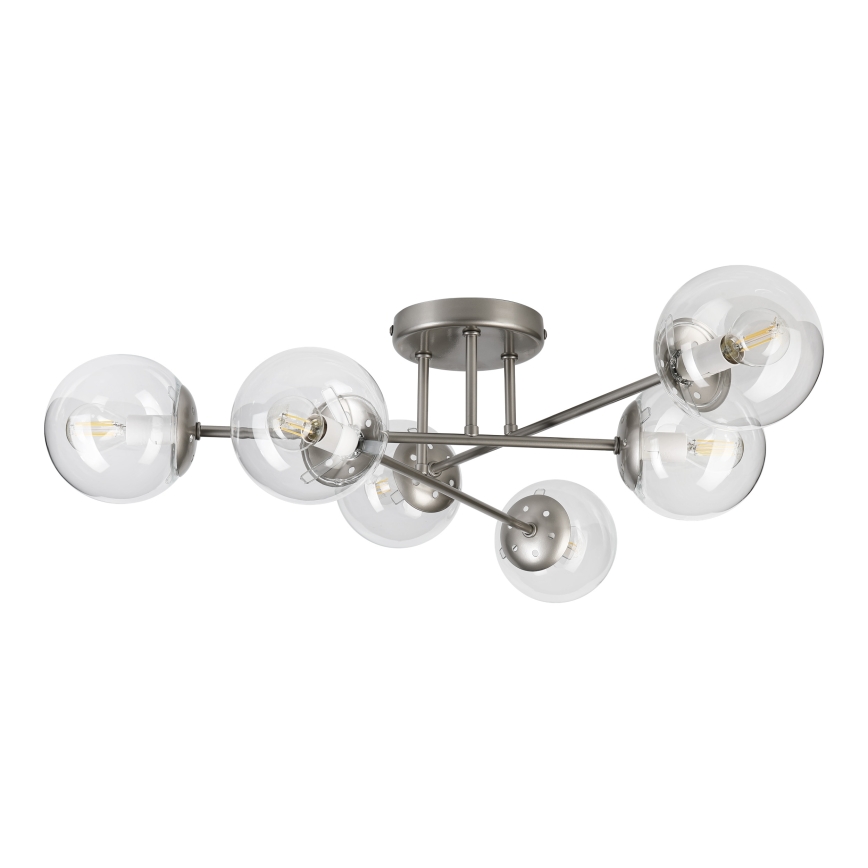 Lampa przysufitowa MALENA 6xE14/5W/230V matowy chrom/przezroczysta