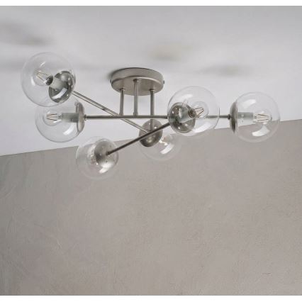 Lampa przysufitowa MALENA 6xE14/5W/230V matowy chrom/przezroczysta