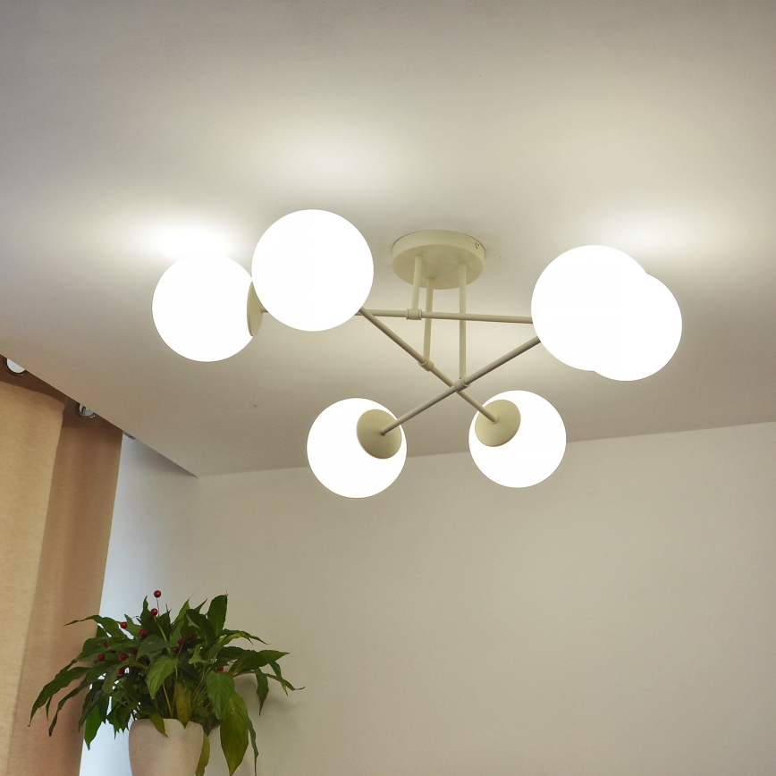 Lampa przysufitowa MOON 6xE27/15W/230V kremowa