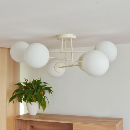 Lampa przysufitowa MOON 6xE27/15W/230V kremowa
