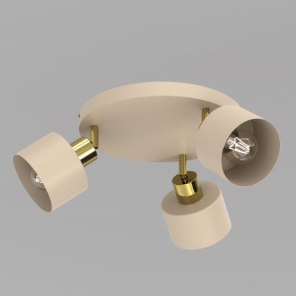 Lampa punktowa PARKLA 3xE27/15W/230V beżowa/złota