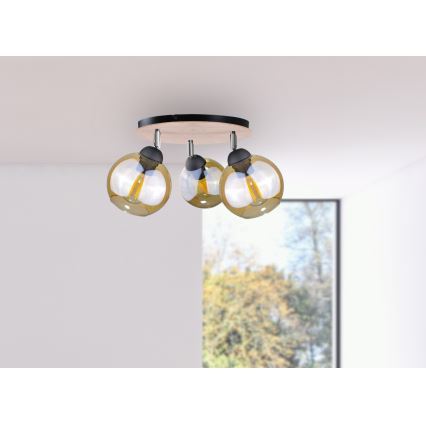 Oprawa punktowa THEA WOOD 3xE27/60W/230V śr. 30 cm