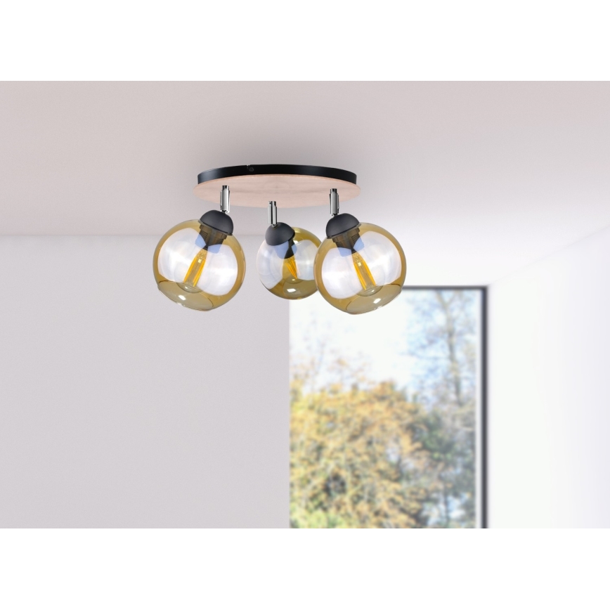 Oprawa punktowa THEA WOOD 3xE27/60W/230V śr. 30 cm