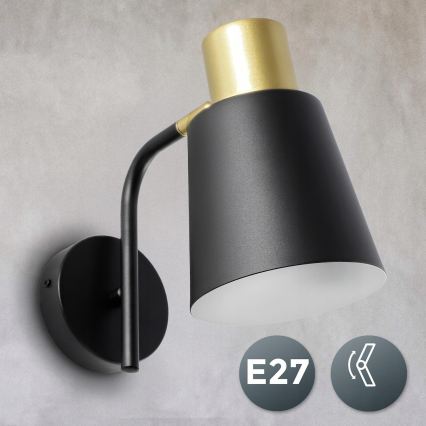 Lampa ścienna 1xE27/20W/230V czarna/złota