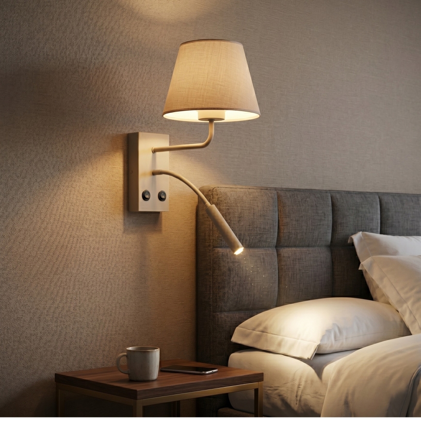 Lampa ścienna ARDEN 1xE27/15W/230V + 1xG9/8W beżowa
