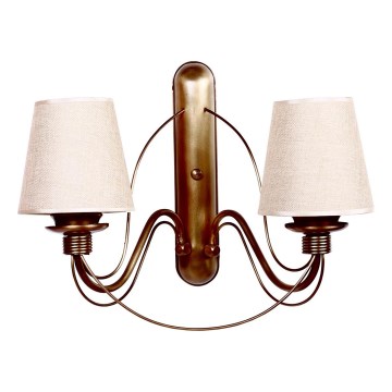 Lampa ścienna CLASSIC 2xE27/40W/230V brązowa/beżowa