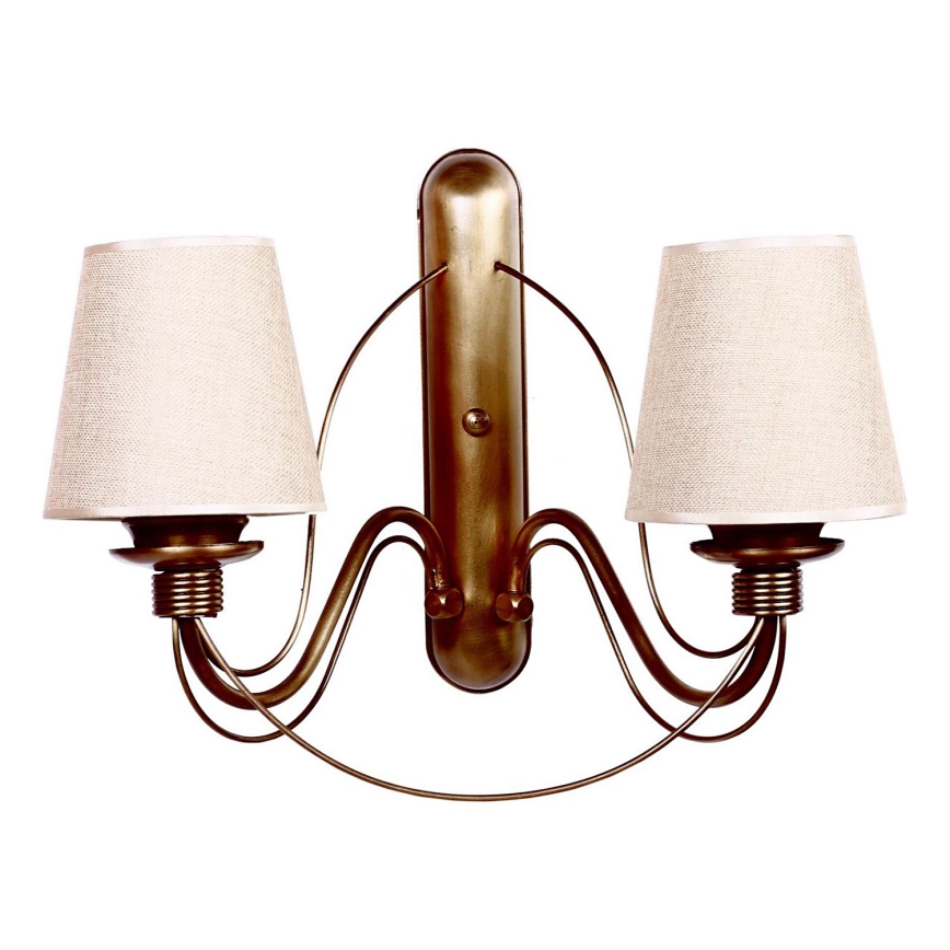 Lampa ścienna CLASSIC 2xE27/40W/230V brązowa/beżowa
