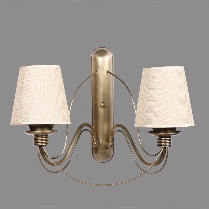 Lampa ścienna CLASSIC 2xE27/40W/230V brązowa/beżowa