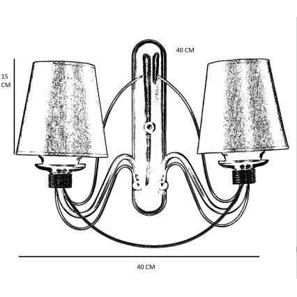 Lampa ścienna CLASSIC 2xE27/40W/230V brązowa/beżowa