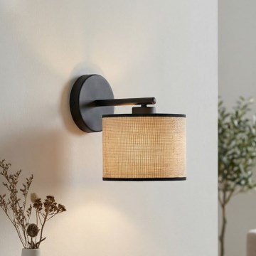 Lampa ścienna ECO 1xE27/15W/230V beżowa/rattan