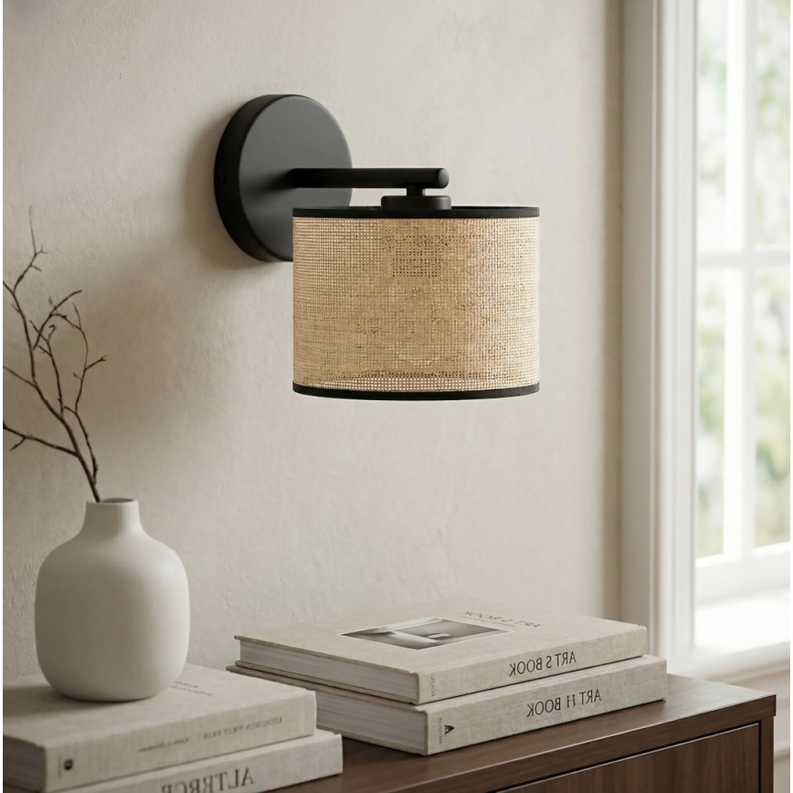 Lampa ścienna ECO 1xE27/15W/230V beżowa/rattan