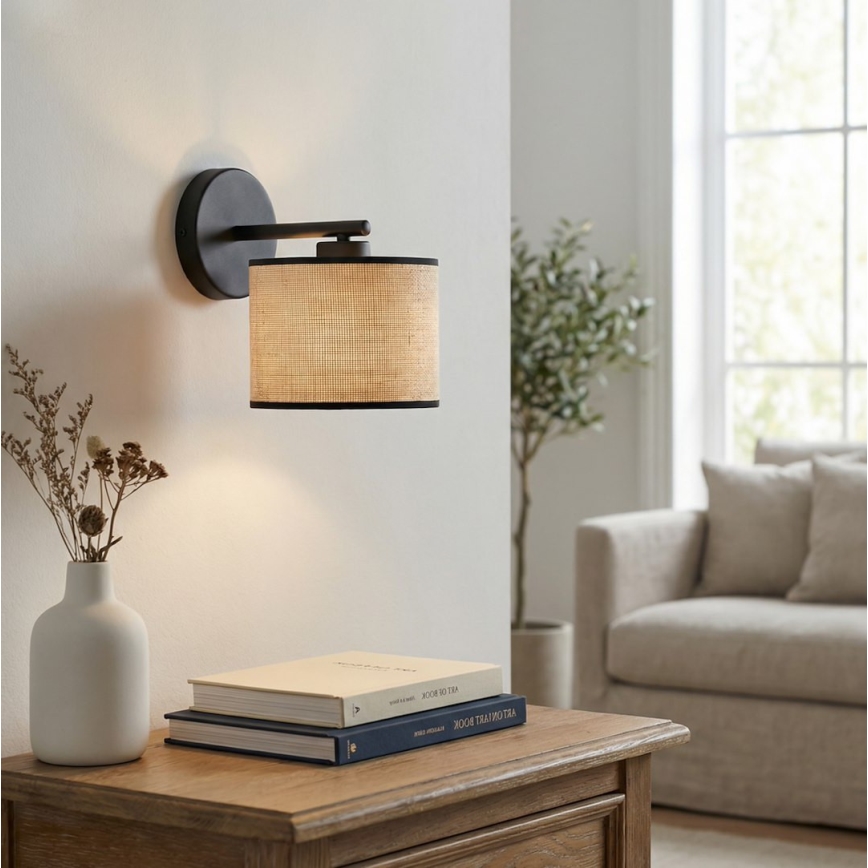 Lampa ścienna ECO 1xE27/15W/230V beżowa/rattan