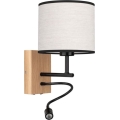 Lampa ścienna LED BOHO 1xE27/25W/230V + LED/1W/230V dąb