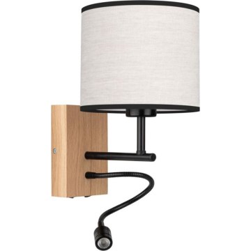 Lampa ścienna LED BOHO 1xE27/25W/230V + LED/1W/230V dąb