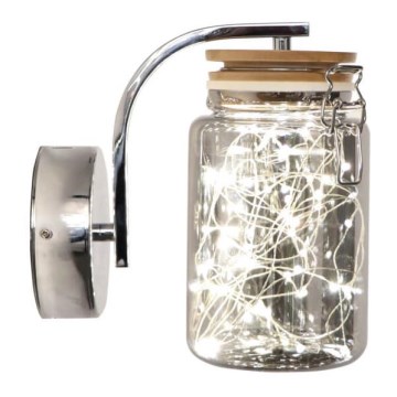 Lampa ścienna LED SHOCK LED/5W/230V chrom błyszczący/drewno