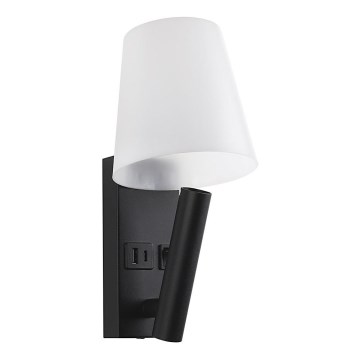 Lampa ścienna LED z portem USB LED/2W/230V 3000K czarny/biały