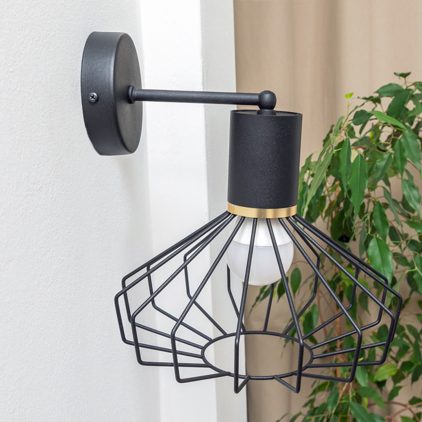 Lampa ścienna SOLANO 1xE27/15W/230V czarna/złota