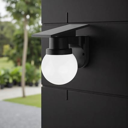 Solarná lampa naścienna LED/3,7V 3000/4000/6400K IP54 1800 mAh czarna + pilot zdalnego sterowania