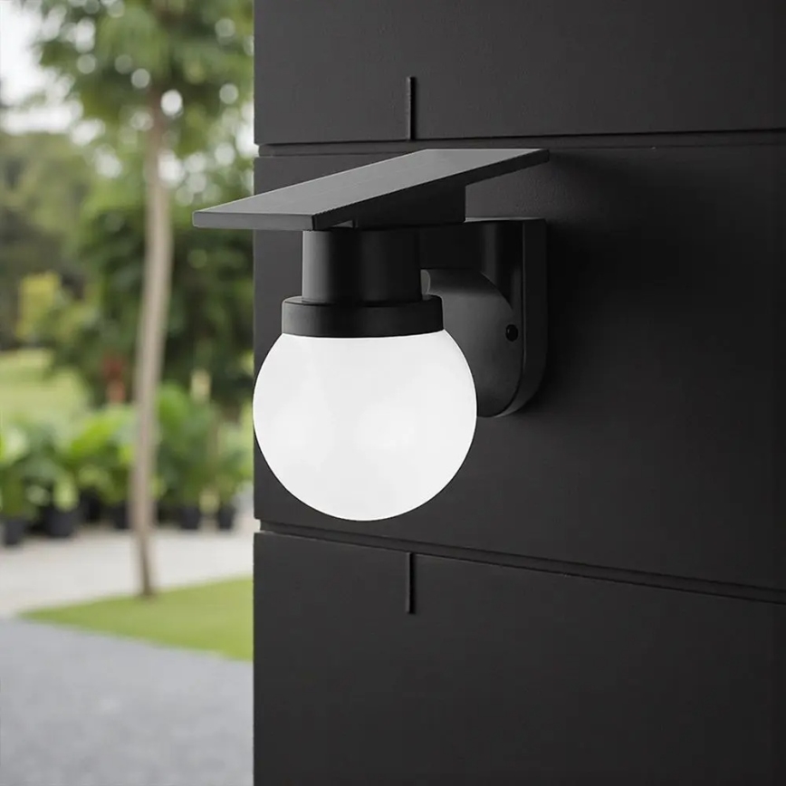 Solarná lampa naścienna LED/3,7V 3000/4000/6400K IP54 1800 mAh czarna + pilot zdalnego sterowania