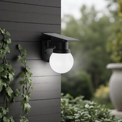 Solarná lampa naścienna LED/3,7V 3000/4000/6400K IP54 1800 mAh czarna + pilot zdalnego sterowania