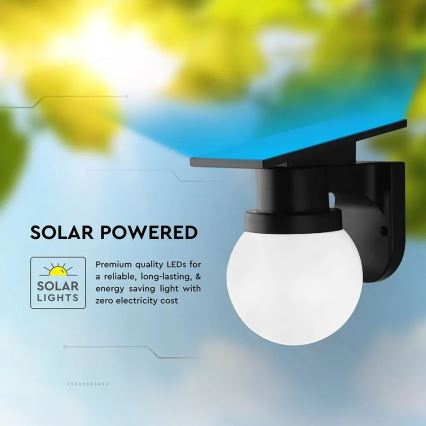 Solarná lampa naścienna LED/3,7V 3000/4000/6400K IP54 1800 mAh czarna + pilot zdalnego sterowania