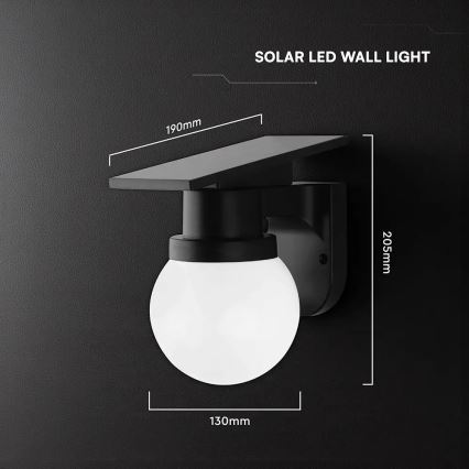 Solarná lampa naścienna LED/3,7V 3000/4000/6400K IP54 1800 mAh czarna + pilot zdalnego sterowania