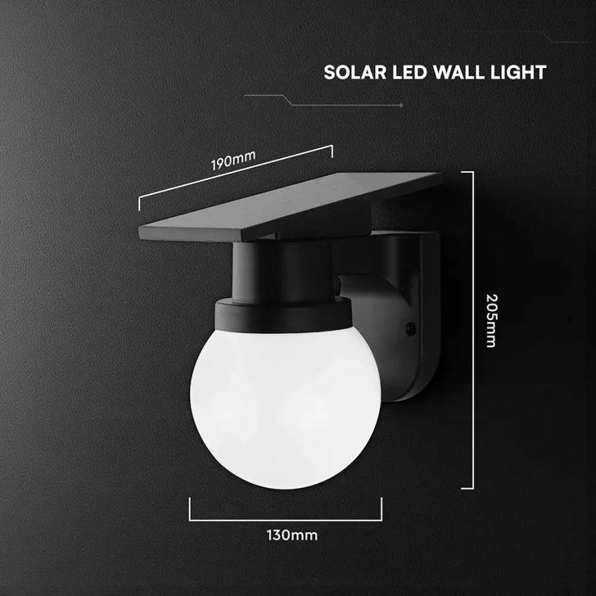 Solarná lampa naścienna LED/3,7V 3000/4000/6400K IP54 1800 mAh czarna + pilot zdalnego sterowania