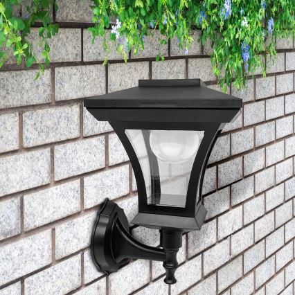 Lampa ścienna solarna LED TIRANA, 1,2 V, 1800 mAh, IP44, czarna