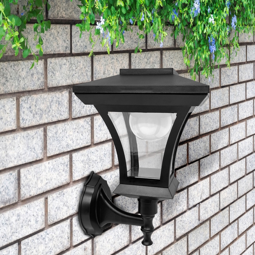 Lampa ścienna solarna LED TIRANA, 1,2 V, 1800 mAh, IP44, czarna