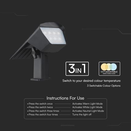 Lampa solarna 2 w 1 LED/1,3W/3,7V 3000/4000/6400K IP65 1200 mAh