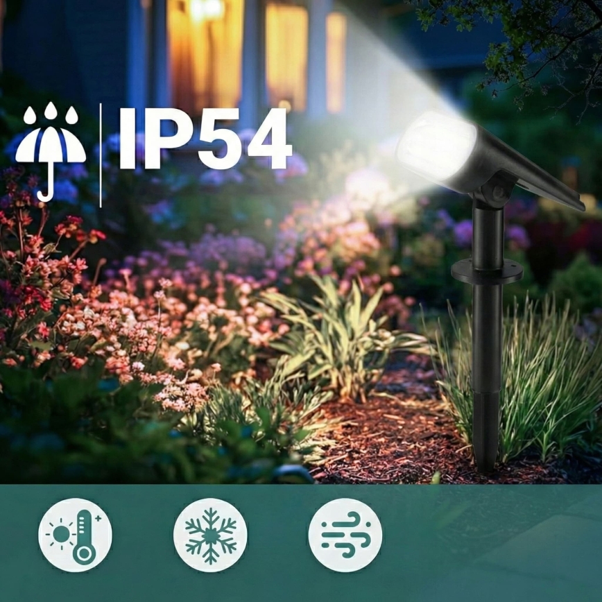 Lampa solarna 2 w 1 LED/3,7V 1200 mAh IP54 czarna
