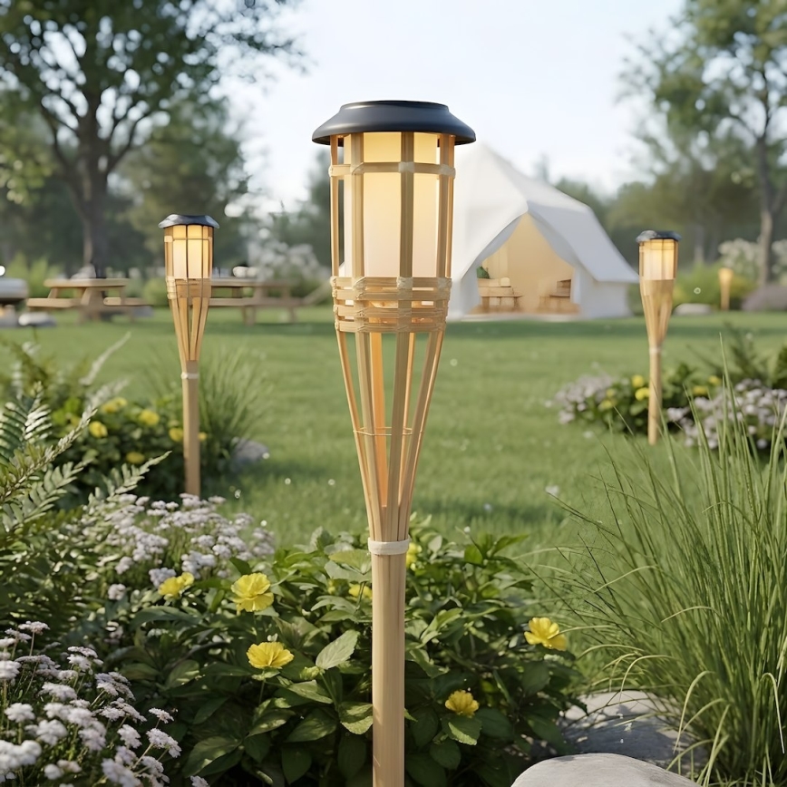 Lampa solarna LED BAMBOO LED/1,2V 150 mAh 1800K 56 cm IP44 beżowa