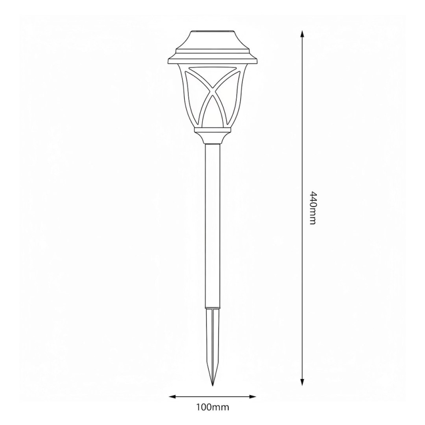 Lampa solarna LED LAWN, 1,2 V, 100 mAh, 3000 K, 44 cm, IP44, czarna