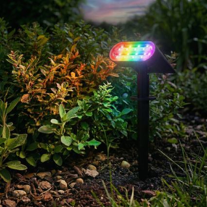 Lampa solarna LED RGB 2 w 1 LED/3,7V 1200 mAh IP54 czarna