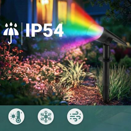 Lampa solarna LED RGB 2 w 1 LED/3,7V 1200 mAh IP54 czarna