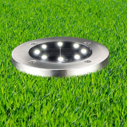 Lampa solarna LED SOLLY, 1,2 V, 6500 K, śr. 11,5 cm, 300 mAh, IP44, chrom