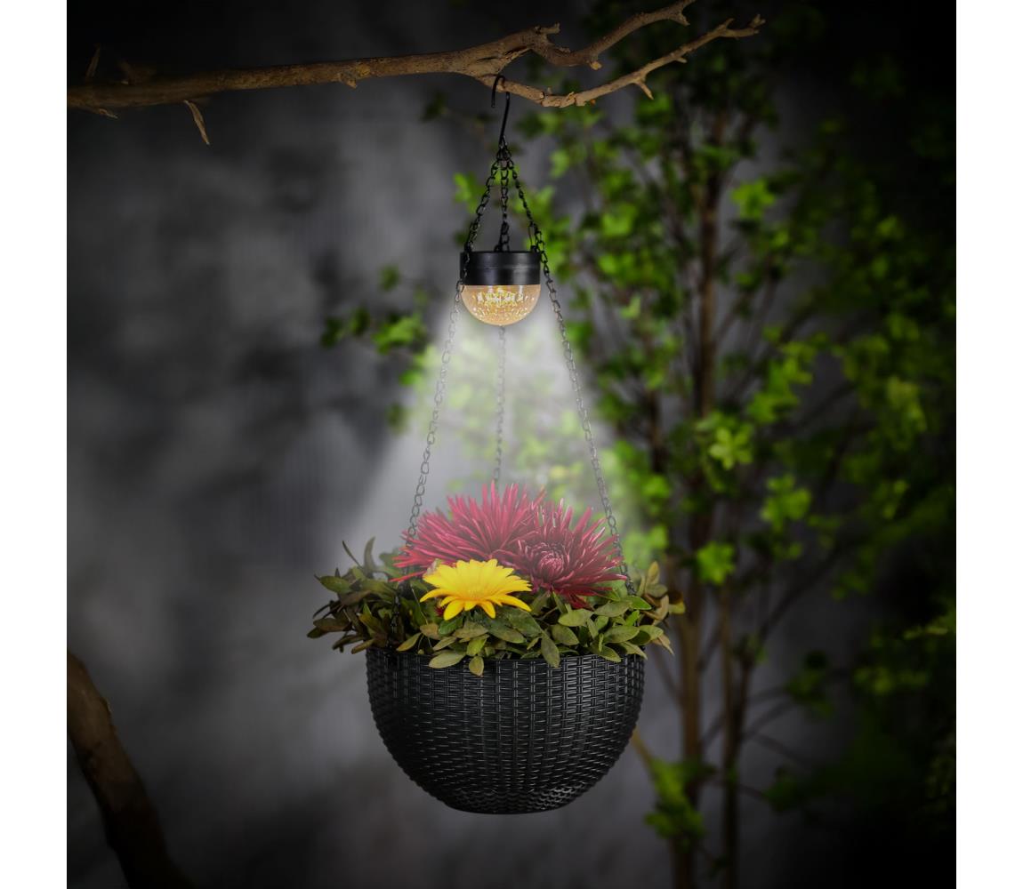 Lampa solarna LED z doniczką LED/1,2V 400 mAh IP44 czarna