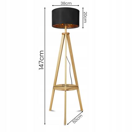 Lampa stojąca 1xE27/40W/230V czarna