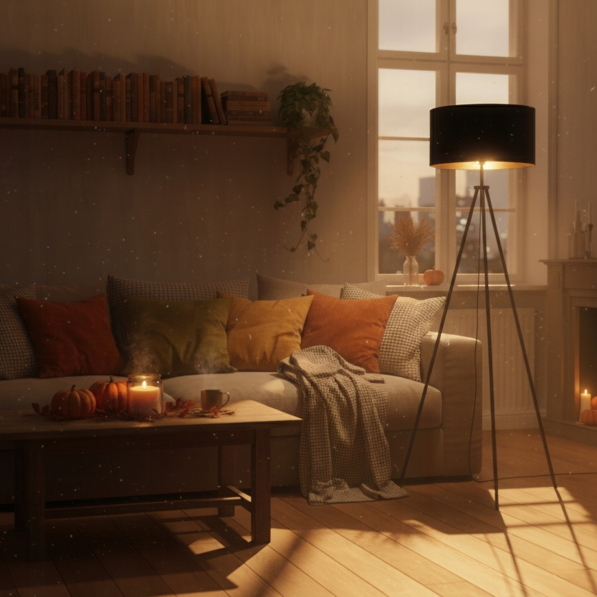 Lampa stojąca 1xE27/40W/230V czarna